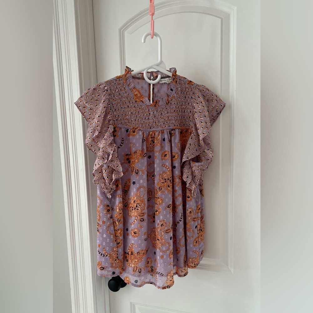 Floral Purple and Orange Women's Tank Top